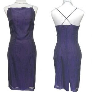 EUC - YL Purple Organza Embroidered Mini Dress